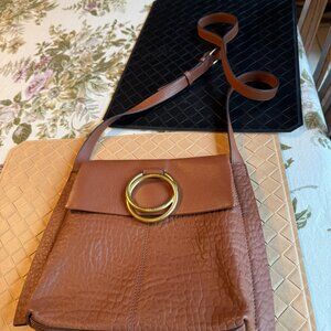 Vince Camuto Livy Crossbody Warm Caramel Handbag Purse 9" x 9 1/2" x 2"